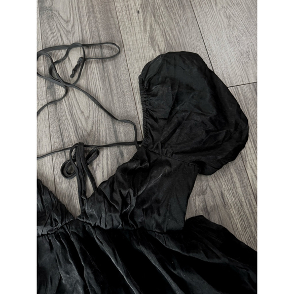 Cotton Candy LA Smocked Baby Doll Poof Dress - Shiny Black Small, Built In Short - Picture 5 of 9